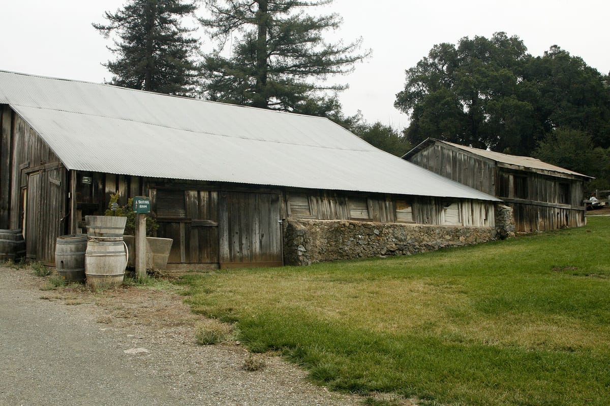 The tasting barn and historic buildings at Picchetti Ranch