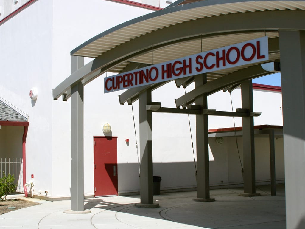 The entrance of Cupertino High School